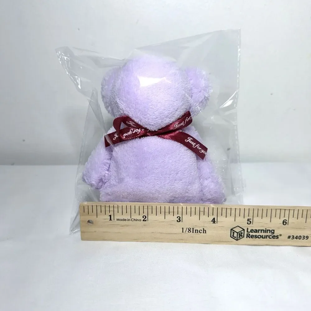Purple Teddy Bear Folded Face Towel Just For You Ribbon Decorative Gift Favor